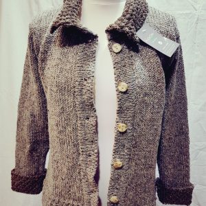 Ladies 6 Button Cardigan Cobble/brwn