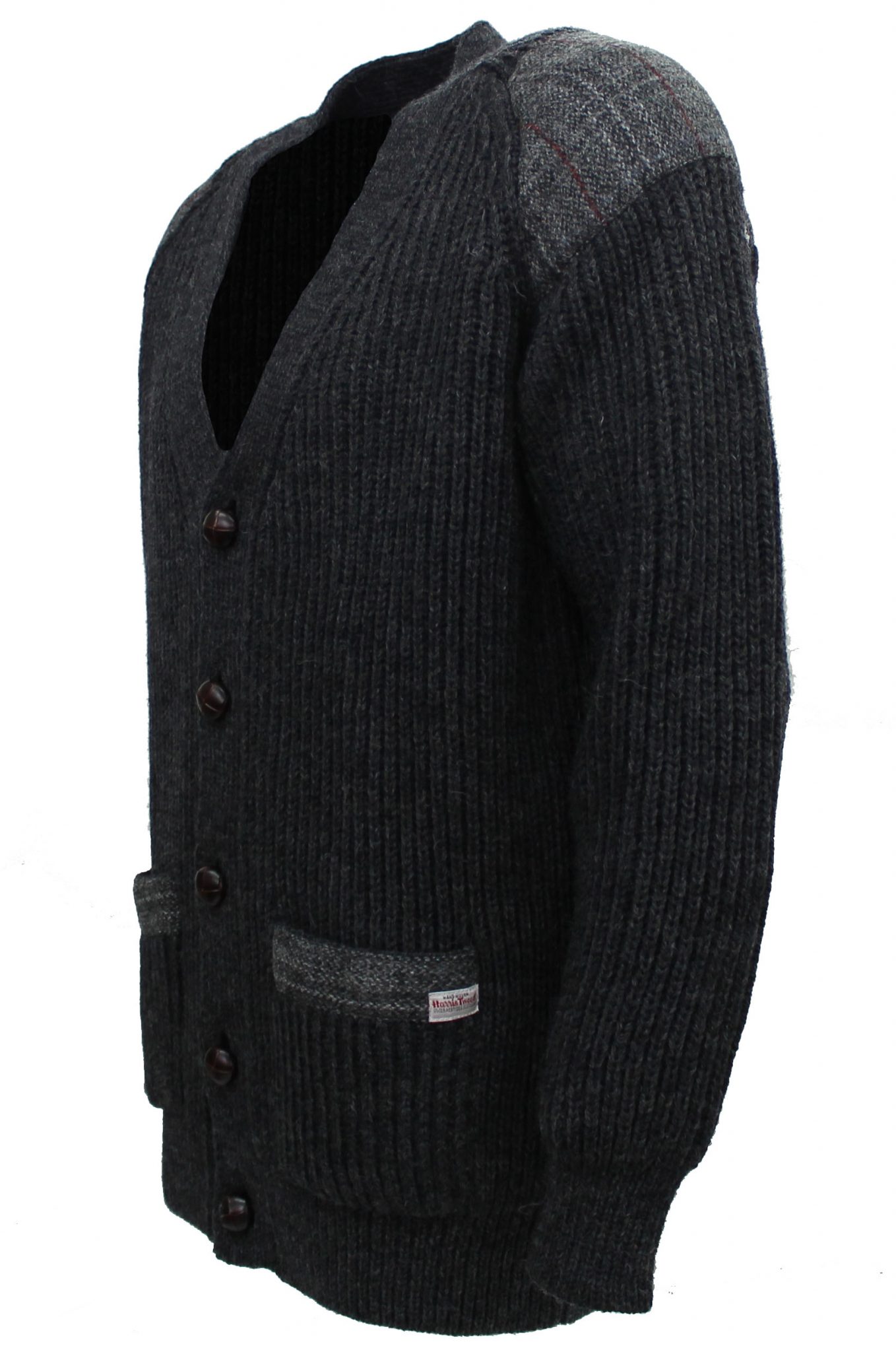 Mens HarrisTweed Patch Cardigan glenmortweedwoolscotland