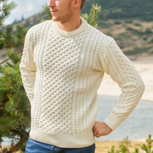 Honeycomb Arran Sweater Ecru