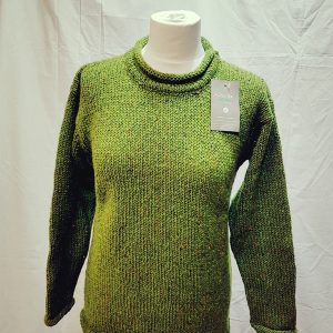 Donegal Tweed Roll Neck Sweater Green