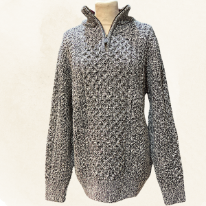 Black and white quarter zip sweater