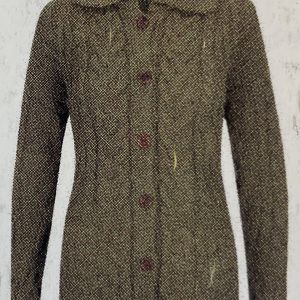 Ladie# fly collar cardigan